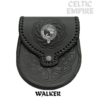 Walker Scottish Family Clan Badge Sporran, Leather
