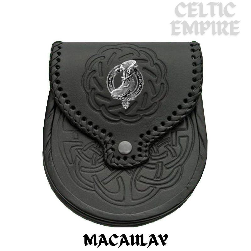 MacAulay Scottish Family Clan Badge Sporran, Leather