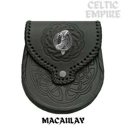 MacAulay Scottish Family Clan Badge Sporran, Leather