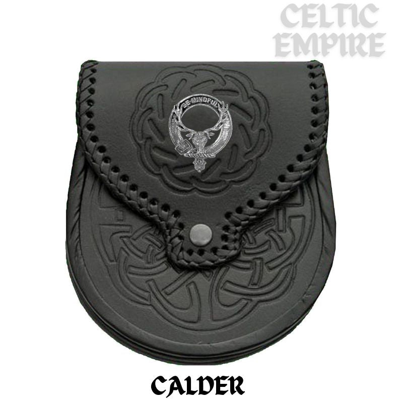 Calder Scottish Family Clan Badge Sporran, Leather