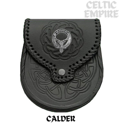 Calder Scottish Family Clan Badge Sporran, Leather