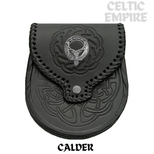 Calder Scottish Family Clan Badge Sporran, Leather