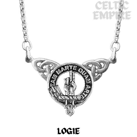 Logie Family Clan Crest Double Drop Pendant