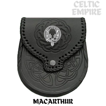 MacArthur Scottish Family Clan Badge Sporran, Leather