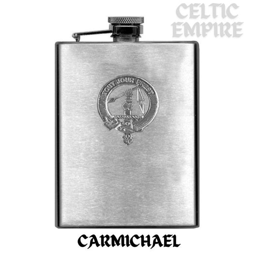 Carmichael Family Clan Crest Scottish Badge Stainless Steel Flask 8oz