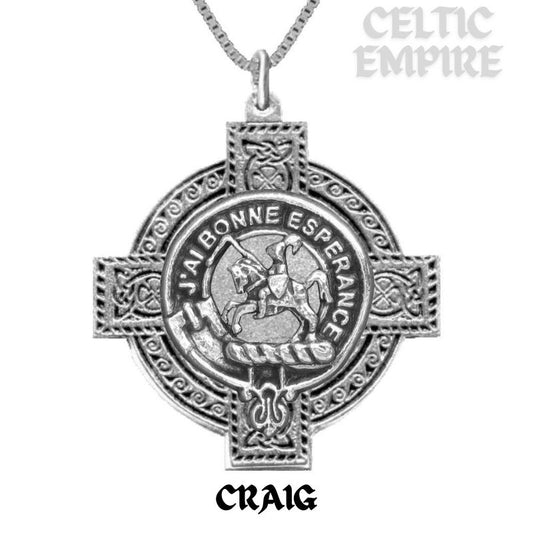 Craig Family Clan Crest Celtic Cross Pendant Scottish