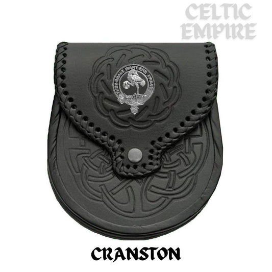 Cranston Scottish Family Clan Badge Sporran, Leather