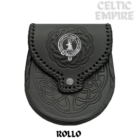 Rollo Scottish Family Clan Badge Sporran, Leather