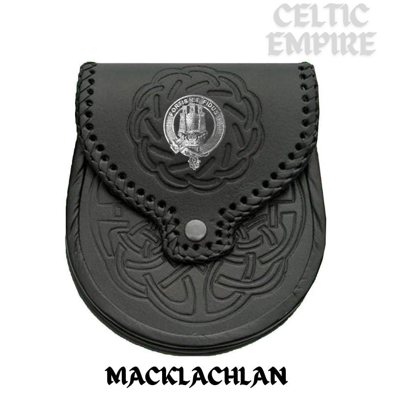 MacLachlan Scottish Family Clan Badge Sporran, Leather