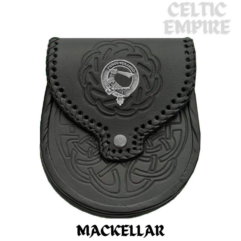MacKellar Scottish Family Clan Badge Sporran, Leather