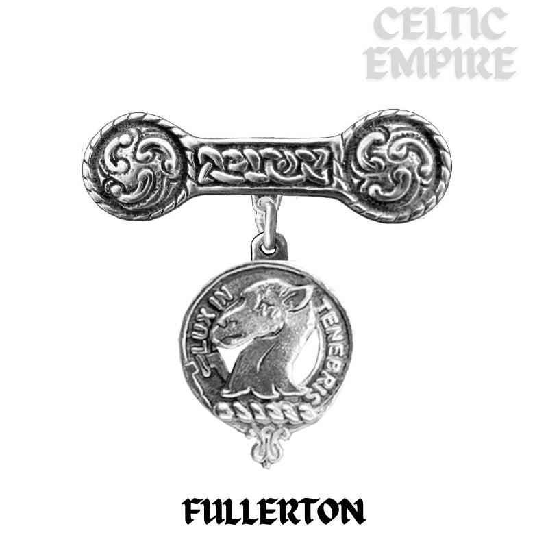 Fullerton Family Clan Crest Iona Bar Brooch - Sterling Silver