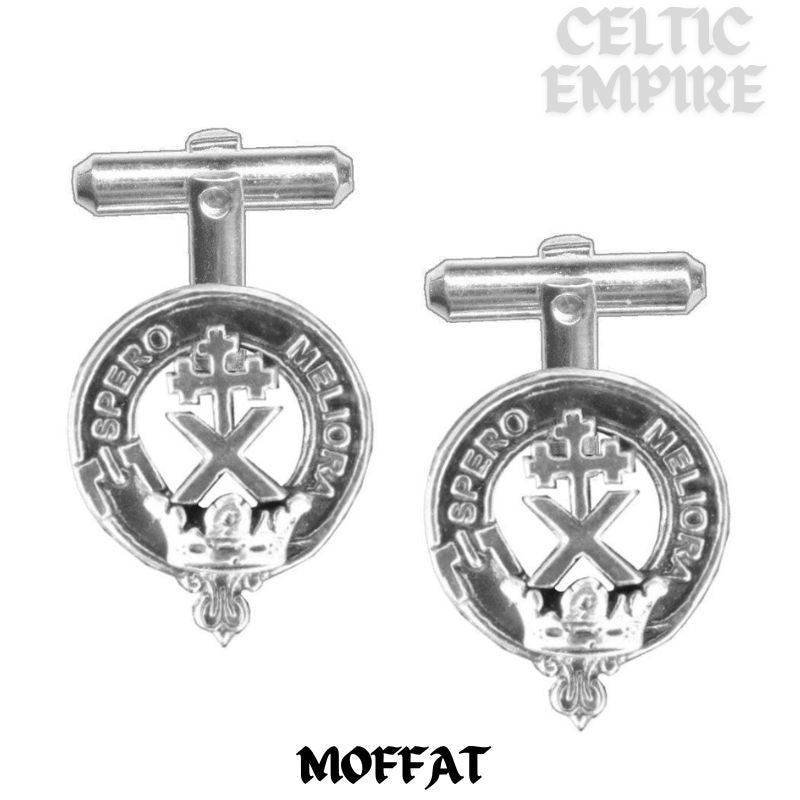 Moffat Family Clan Crest Scottish Cufflinks; Pewter, Sterling Silver and Karat Gold