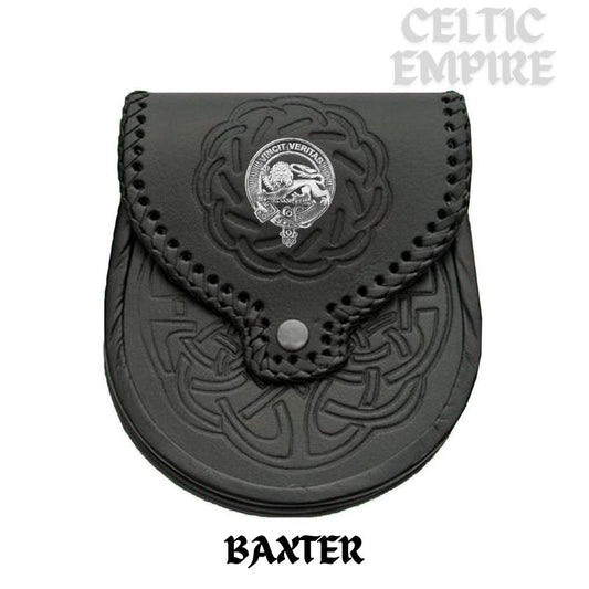 Baxter Scottish Family Clan Badge Sporran, Leather