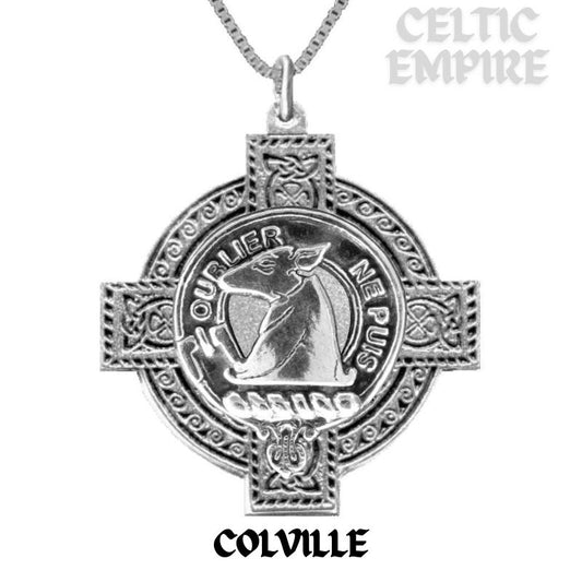 Colville Family Clan Crest Celtic Cross Pendant Scottish