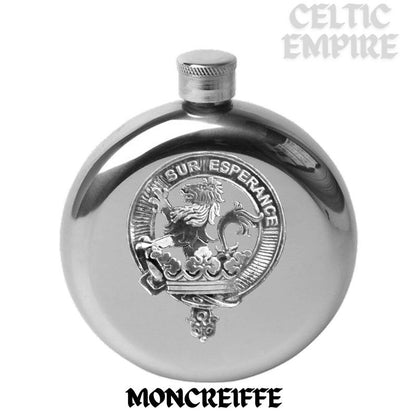 Moncreiffe Round Family Clan Crest Scottish Badge Flask  5oz