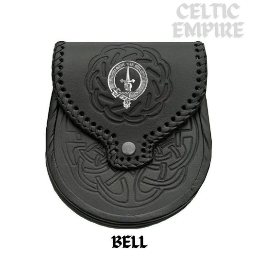 Bell Scottish Family Clan Badge Sporran, Leather