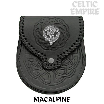 MacAlpin Scottish Family Clan Badge Sporran, Leather