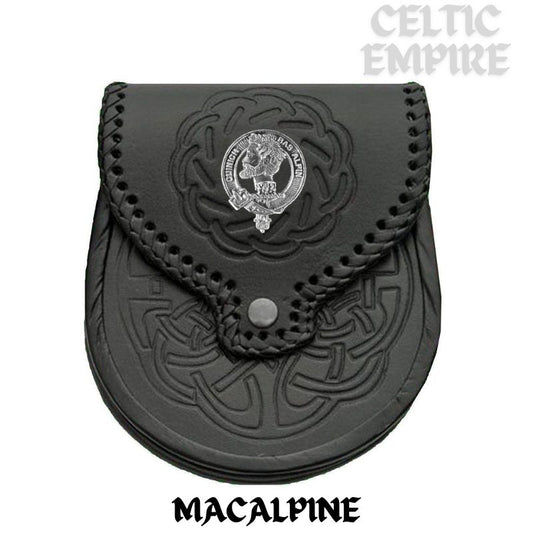 MacAlpin Scottish Family Clan Badge Sporran, Leather