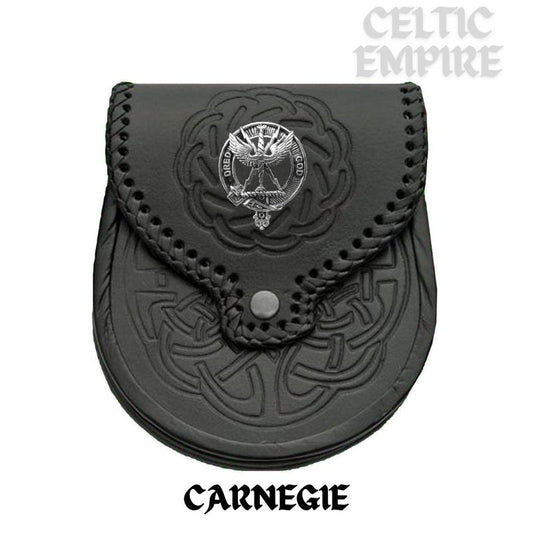 Carnegie Scottish Family Clan Badge Sporran, Leather