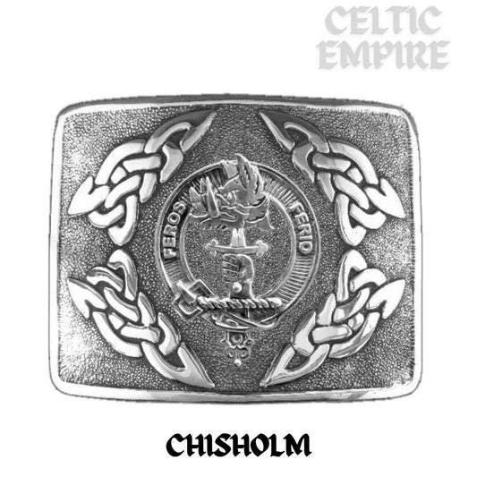 Chisholm Family Clan Crest Interlace Kilt Belt Buckle