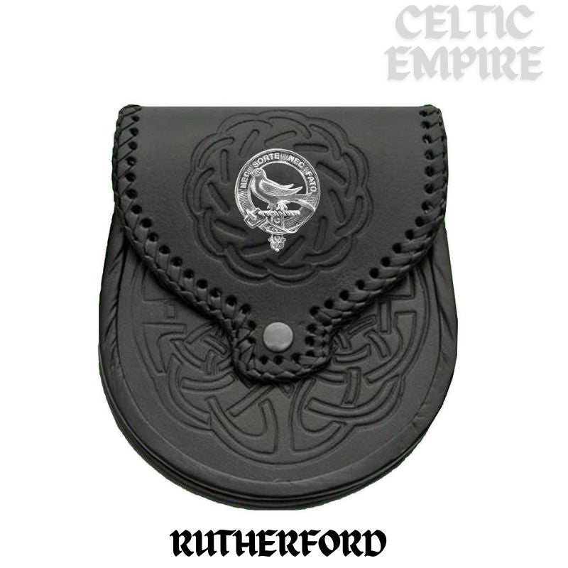Rutherford Scottish Family Clan Badge Sporran, Leather