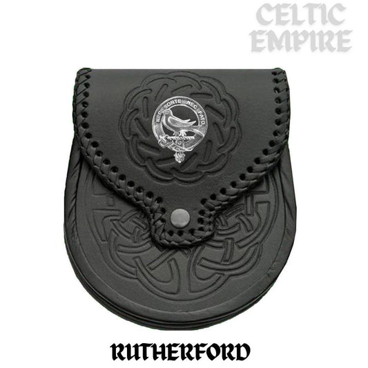 Rutherford Scottish Family Clan Badge Sporran, Leather