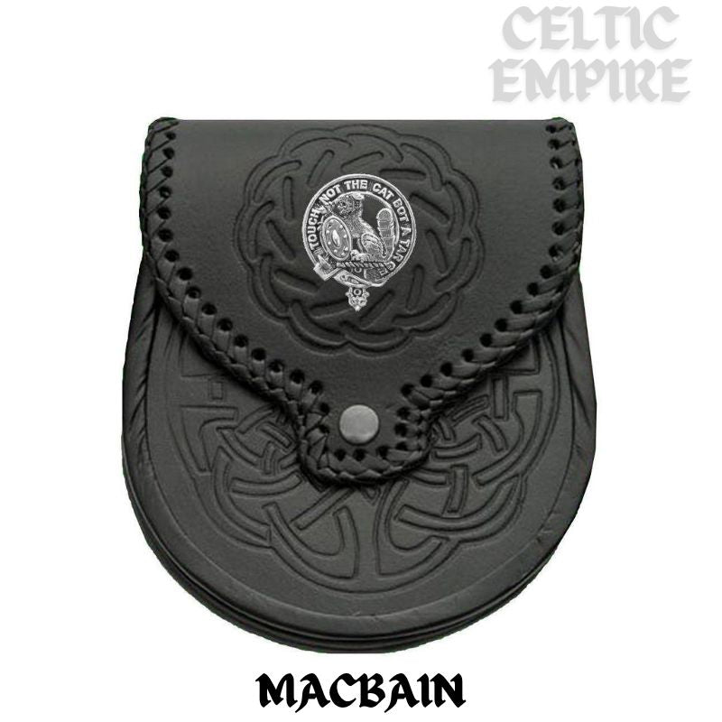 MacBain Scottish Family Clan Badge Sporran, Leather