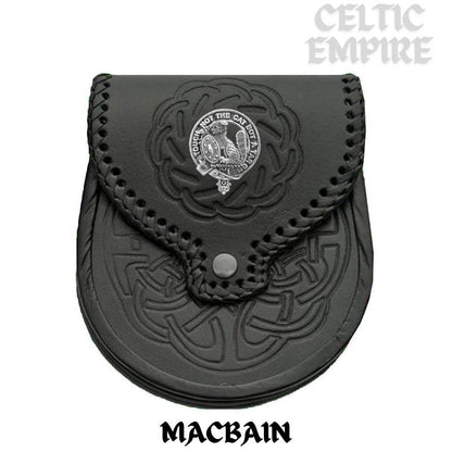 MacBain Scottish Family Clan Badge Sporran, Leather