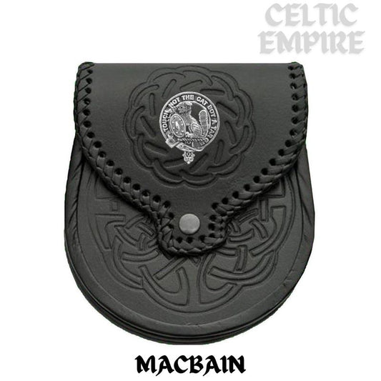 MacBain Scottish Family Clan Badge Sporran, Leather