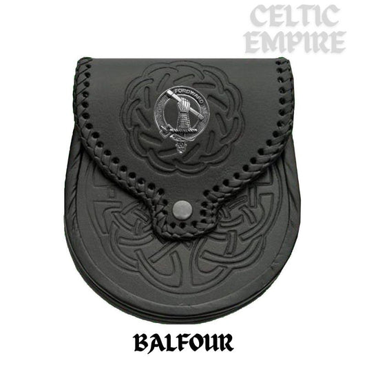 Balfour Scottish Family Clan Badge Sporran, Leather