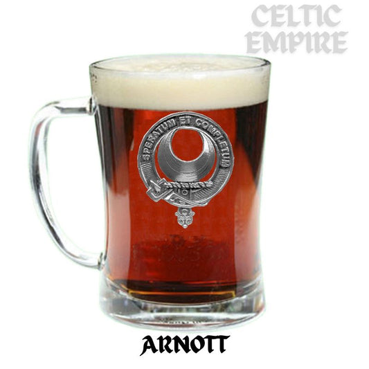 Arnott Family Clan Crest Badge Glass Beer Mug