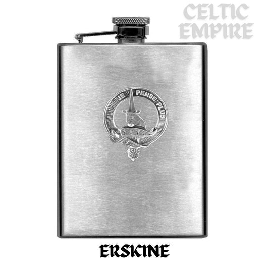 Erskine Family Clan Crest Scottish Badge Stainless Steel Flask 8oz
