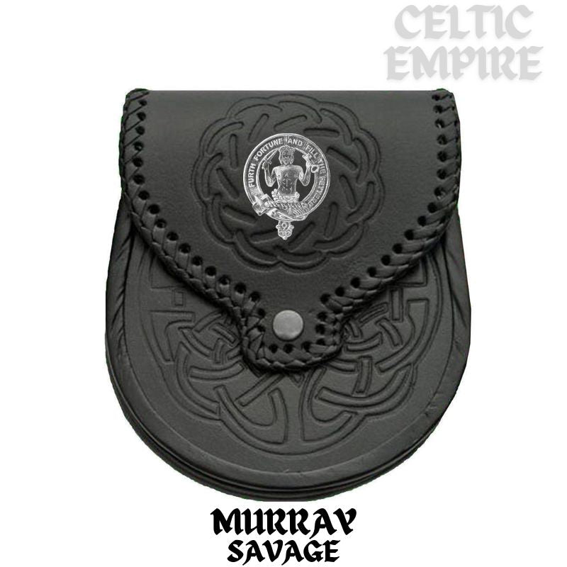 Murray (Savage) Scottish Family Clan Badge Sporran, Leather