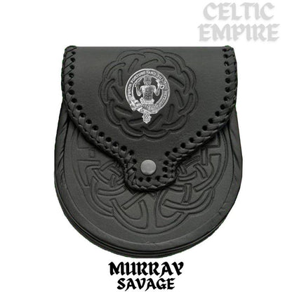 Murray (Savage) Scottish Family Clan Badge Sporran, Leather