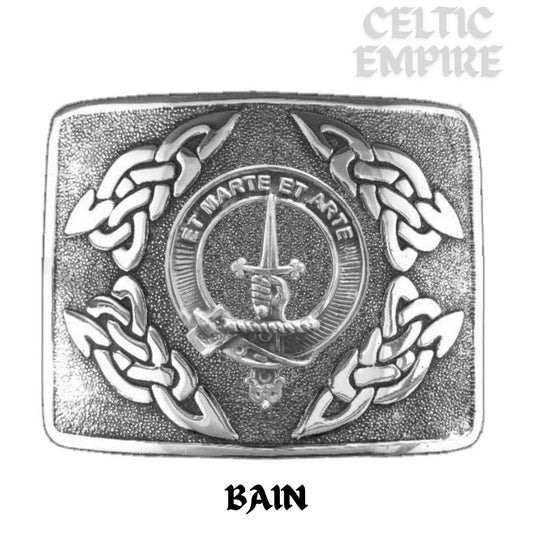 Bain Family Clan Crest Interlace Kilt Belt Buckle