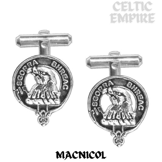 MacNicol Family Clan Crest Scottish Cufflinks; Pewter, Sterling Silver and Karat Gold
