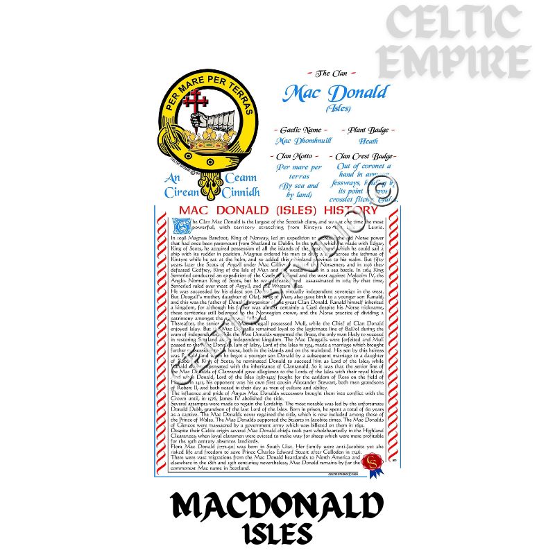 MacDonald (Isles) Scottish Family Clan History