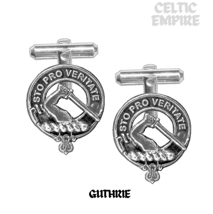 Guthrie Family Clan Crest Scottish Cufflinks; Pewter, Sterling Silver and Karat Gold