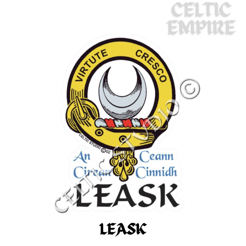 Leask Family Clan Crest Decal | Custom Scottish Heritage Car & Laptop Stickers