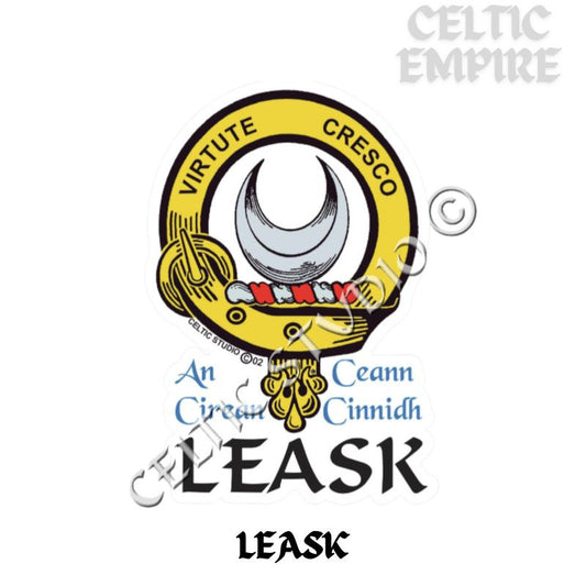 Leask Family Clan Crest Decal | Custom Scottish Heritage Car & Laptop Stickers