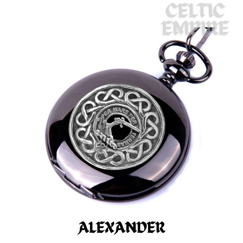 Alexander Family Clan Crest  Black Pocket Watch