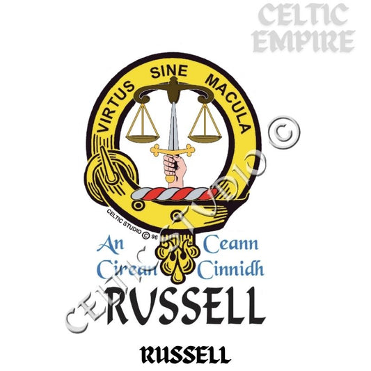 Russell Family Clan Crest Decal | Custom Scottish Heritage Car & Laptop Stickers