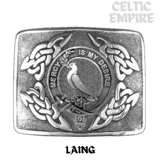 Laing (Dove) Family Clan Crest Interlace Kilt Belt Buckle