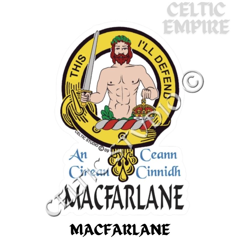 Macfarlane Family Clan Crest Decal | Custom Scottish Heritage Car & Laptop Stickers
