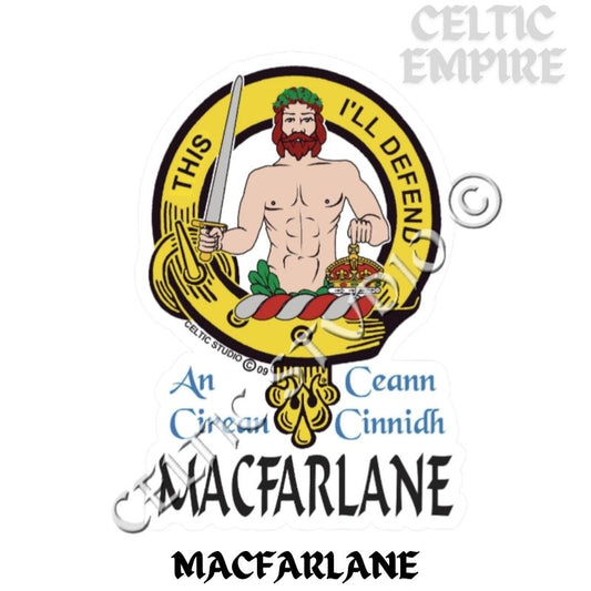 Macfarlane Family Clan Crest Decal | Custom Scottish Heritage Car & Laptop Stickers