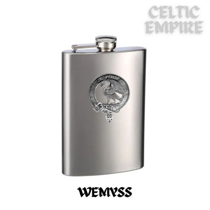 Wemyss 8oz Family Clan Crest Scottish Badge Stainless Steel Flask