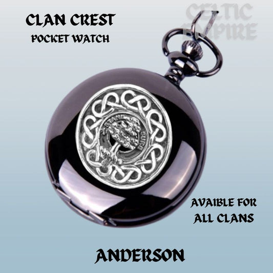 Anderson Family Clan Crest  Black Pocket Watch
