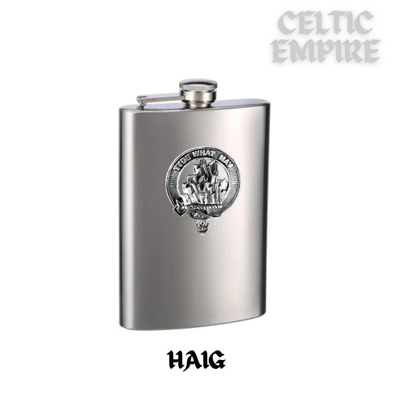 Haig 8oz Family Clan Crest Scottish Badge Stainless Steel Flask