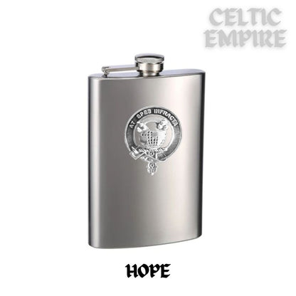 Hope 8oz Family Clan Crest Scottish Badge Stainless Steel Flask