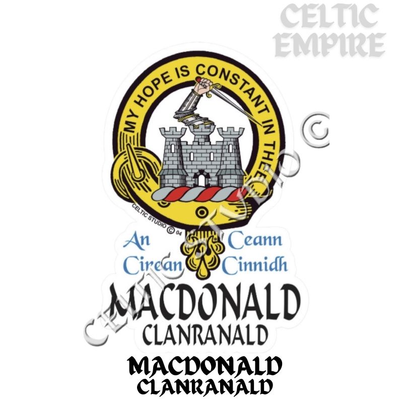 Macdonald (Family Clanranald) Family Clan Crest Decal | Custom Scottish Heritage Car & Laptop Stickers